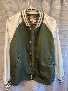 Hunter Woman’s Green and White Varsity Style Jacket